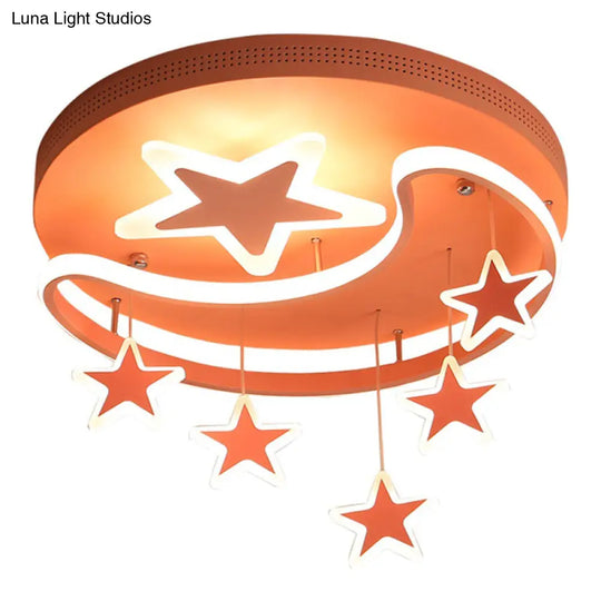 Creative Moon And Star Acrylic Flush Ceiling Light Fixture - 1 Flush-Mount