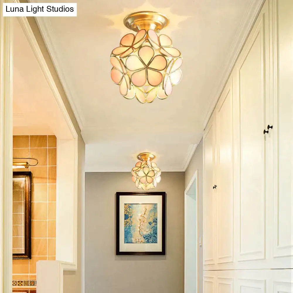 Creative Personality Flower Corridor Room Full Copper Ceiling Lamp