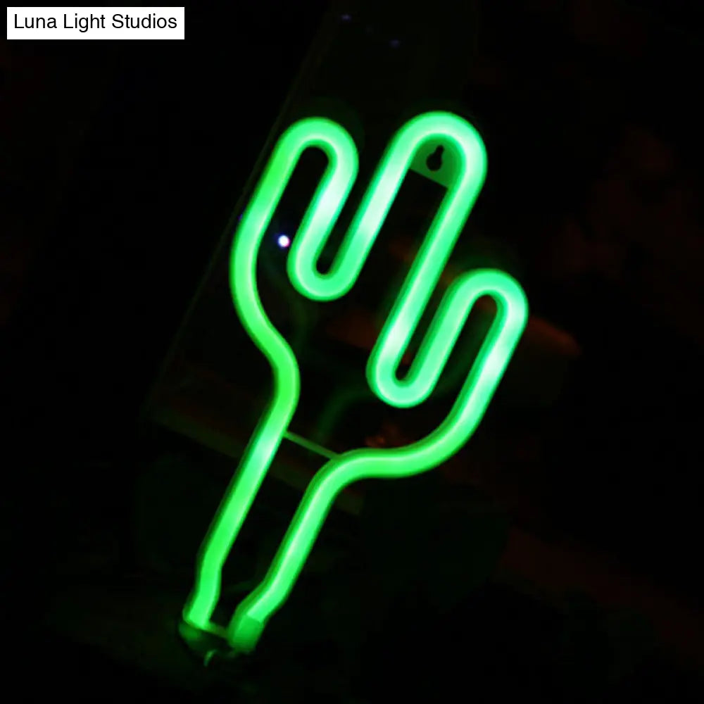 Creative Usb Operated Plastic Cactus Mini Night Lamp - White Led Wall Lighting