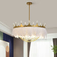Crown Feather Ceiling Light With Crystal For Girls’ Bedroom Gold / 18’