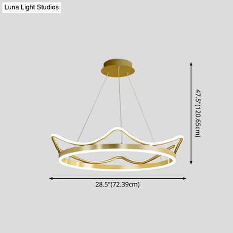 Crown Suspension Pendant Light For Kids Bedroom With Metallic Finish