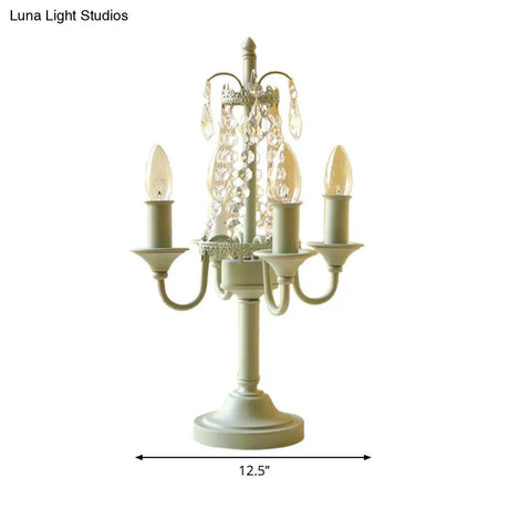 Crystal Bead Metal Table Light - Traditional Style Desk Lamp For Living Room