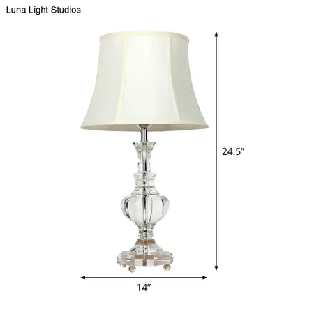 Crystal Beveled Contemporary Study Lamp: White Book Reading Light