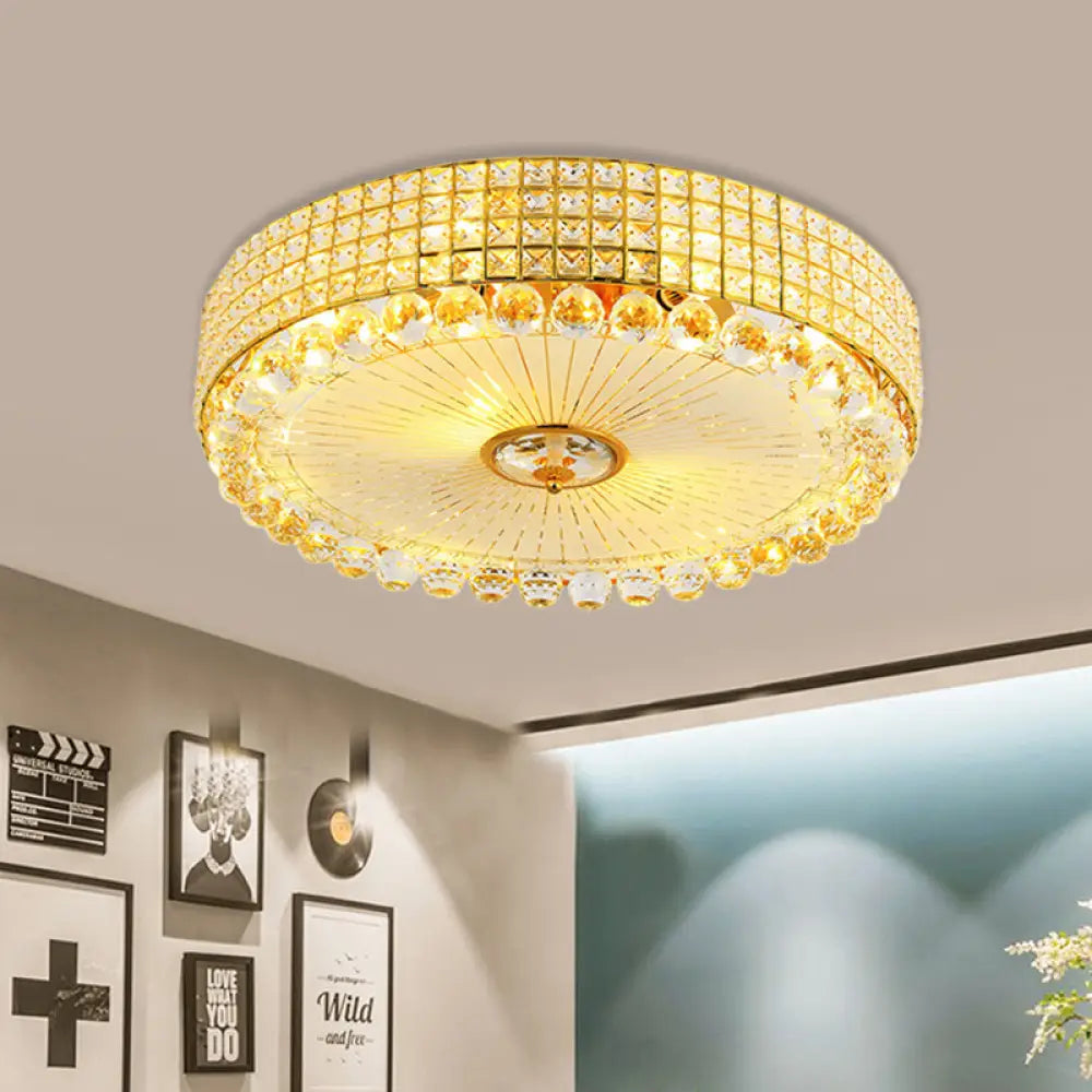 Crystal Beveled Flush Mount Led Ceiling Light In Silver/Gold 16/23.5 Inch Dia Gold / 16’