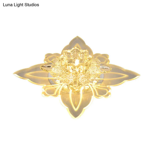 Crystal Blossom Led Ceiling Lamp With Modern Style And Clear Acrylic Petals - Ideal For Foyers Flush