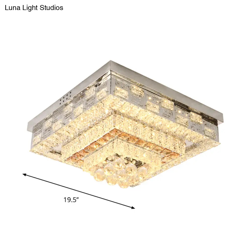 Crystal Ceiling Mount Led Flush Lamp With Contemporary Design