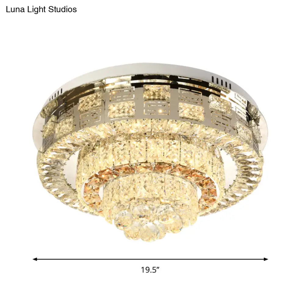 Crystal Ceiling Mount Led Flush Lamp With Contemporary Design
