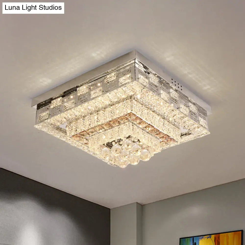 Crystal Ceiling Mount Led Flush Lamp With Contemporary Design