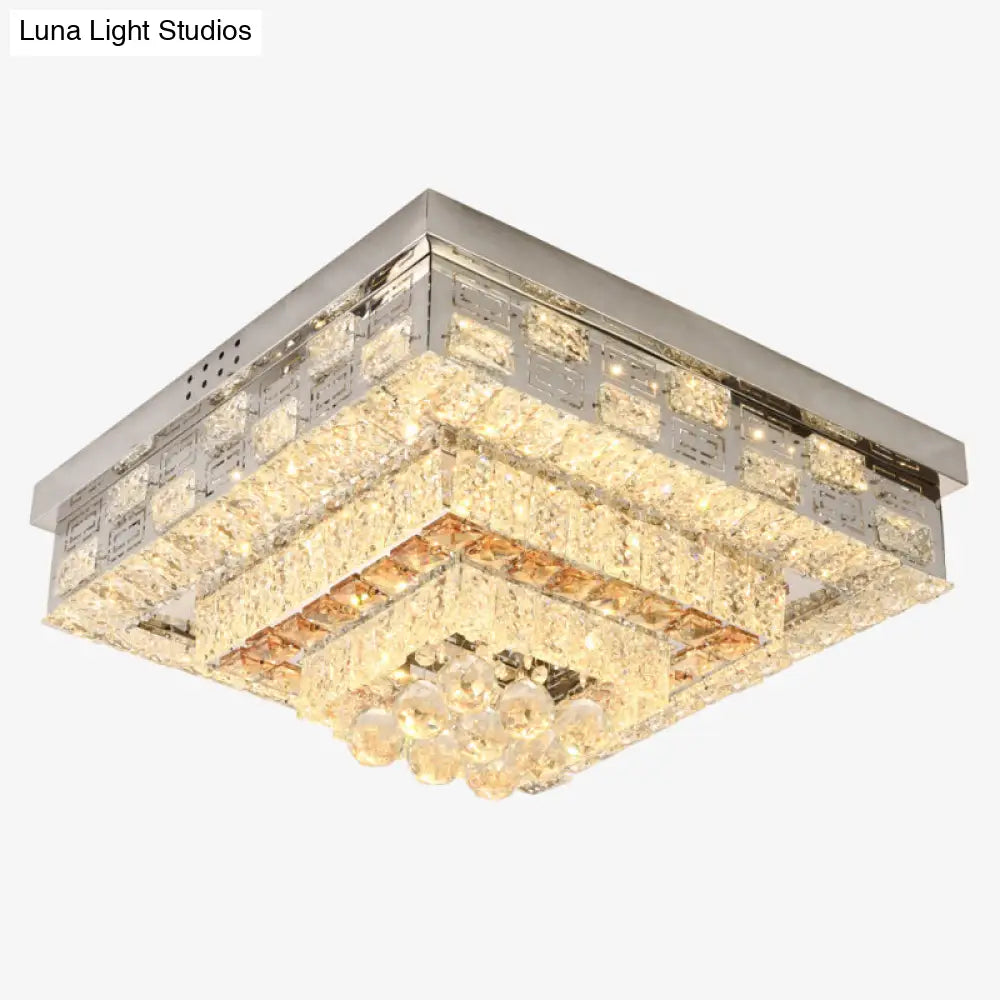 Crystal Ceiling Mount Led Flush Lamp With Contemporary Design