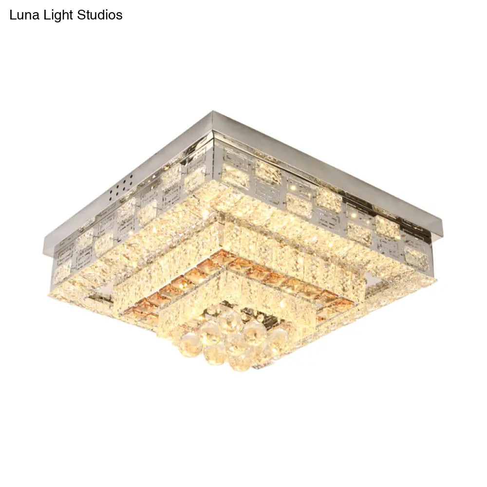 Crystal Ceiling Mount Led Flush Lamp With Contemporary Design