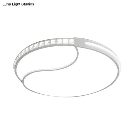 Crystal Circular Flush Mount Led Ceiling Light Fixture - 16.5’/20.5’/24.5’ Wide Contemporary