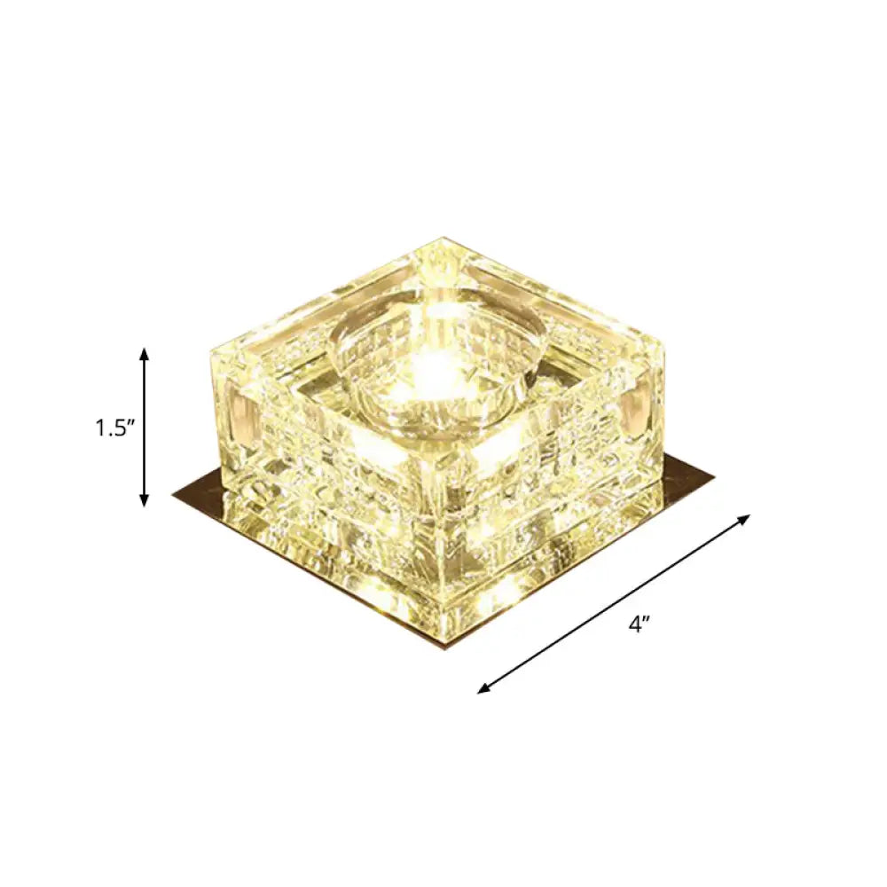 Crystal Cubic Led Flush Mount Ceiling Lamp For Corridors