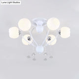 Crystal Drop Globe Ceiling Light Fixture With Rustic Metal And Multiple Heads For Living Room