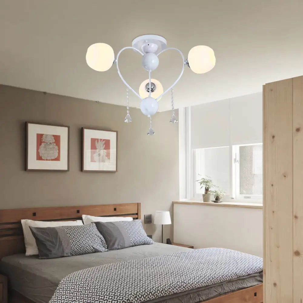 Crystal Drop Globe Ceiling Light Fixture With Rustic Metal And Multiple Heads For Living Room 3 /