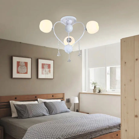 Crystal Drop Globe Ceiling Light Fixture With Rustic Metal And Multiple Heads For Living Room 3 /