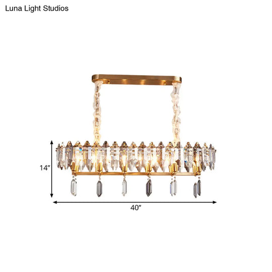 Crystal Drop Island Lighting - 12 Heads Modern Clear Oval Design For Dining Hall