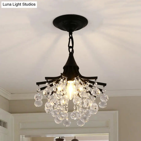 Crystal Drops Single Bulb Metal Chandelier - Elegant Lighting Solution