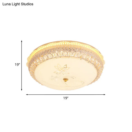 Crystal-Embedded Led Flush Mount Ceiling Light In Gold - Classic Bowl Design