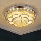 Crystal Faceted Cut Ceiling Flush Mount Led Light In Chrome For Modernist Living Room / C