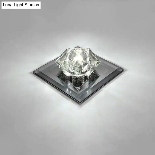 Crystal Gem Led Ceiling Light For Foyers And Hallways - Simple Stylish Flush Mount Black / 5.5’