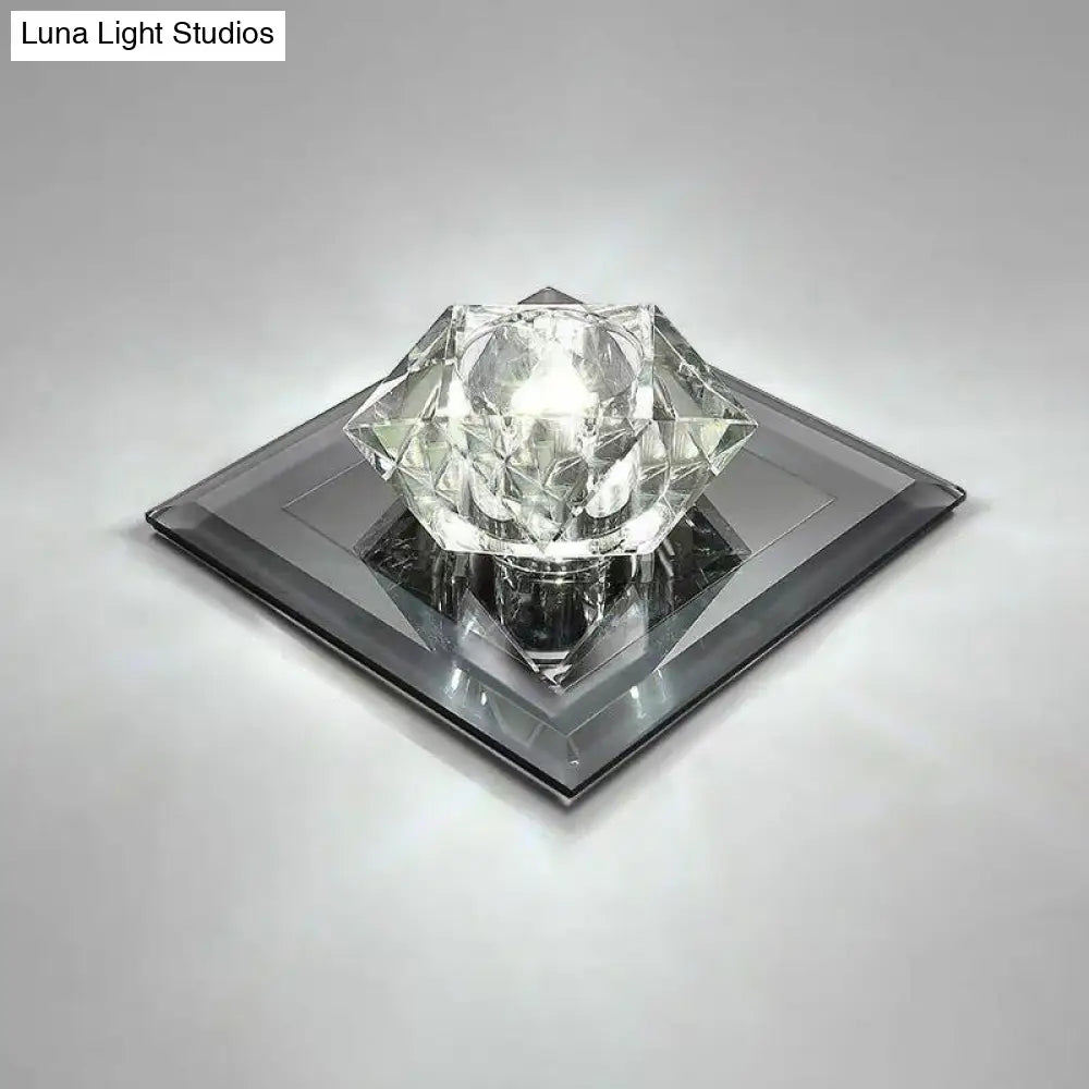 Crystal Gem Led Ceiling Light For Foyers And Hallways - Simple Stylish Flush Mount Black / 7’ White