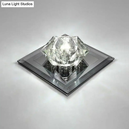 Crystal Gem Led Ceiling Light For Foyers And Hallways - Simple Stylish Flush Mount Black / 7’ White