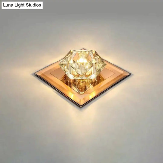 Crystal Gem Led Ceiling Light For Foyers And Hallways - Simple Stylish Flush Mount Tan / 5.5’ Warm