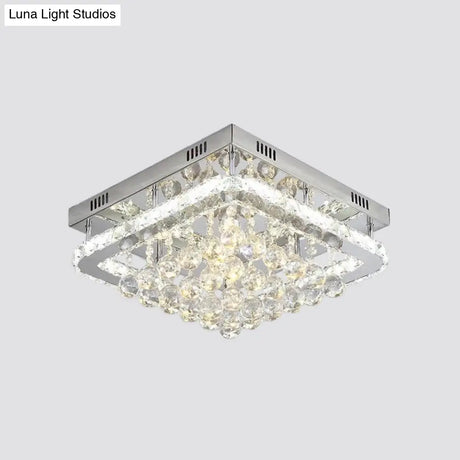 Crystal Led Flush Mount Ceiling Lamp For Living Room - Simplicity Tetragon Design