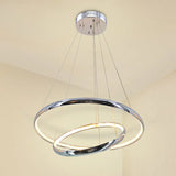Modern Crystal Led Ring Chandelier In Chrome: Minimalist Pendant Lamp With Warm/White Light For