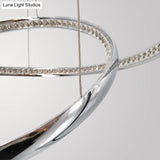 Crystal Led Minimalist Chrome Ring Chandelier For Warm/White Lighting In Living Room