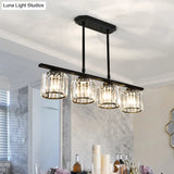 Crystal Shade Ceiling Light For Dining Room Island In Simple Style