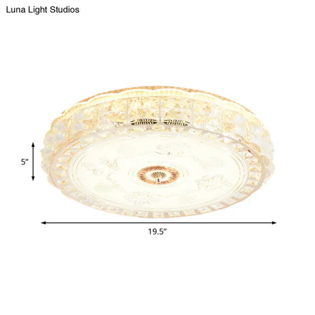 Crystal Shade Led Ceiling Light With Contemporary Gold Finish