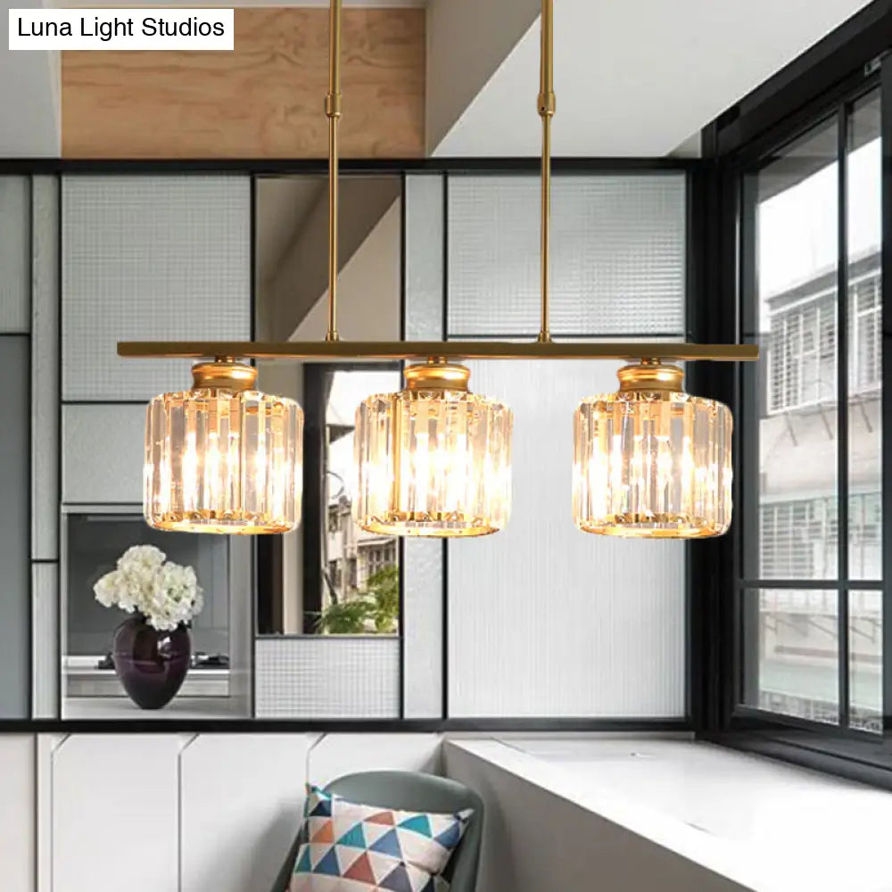 Crystal Shaded Ceiling Pendant Light For Modern Dining Room In Brass 3 /