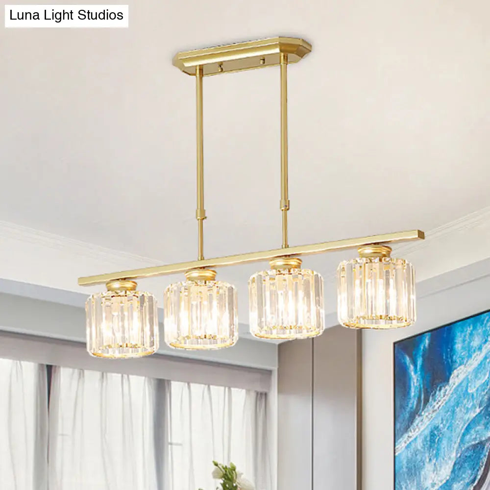 Crystal Shaded Ceiling Pendant Light For Modern Dining Room In Brass 4 /