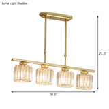 Crystal Shaded Ceiling Pendant Light For Modern Dining Room In Brass