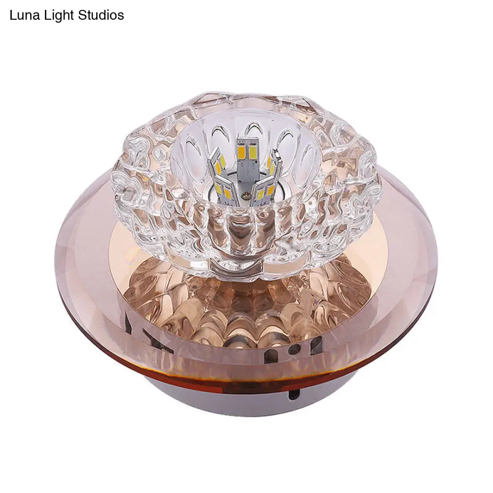 Crystal Simplicity Led Flush Mount Ceiling Light With Flower Corridor Design
