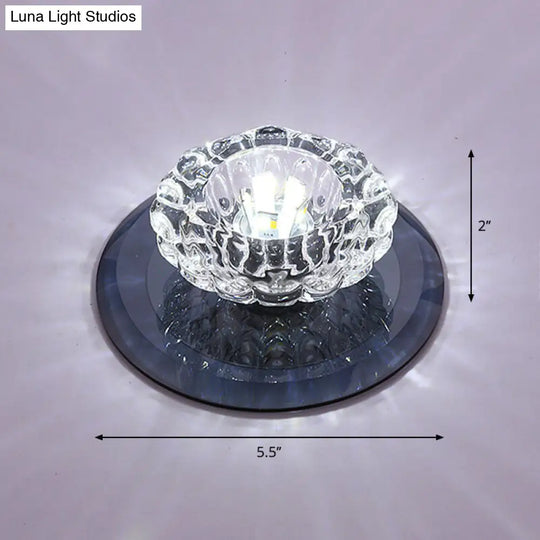 Crystal Simplicity Led Flush Mount Ceiling Light With Flower Corridor Design Black / White