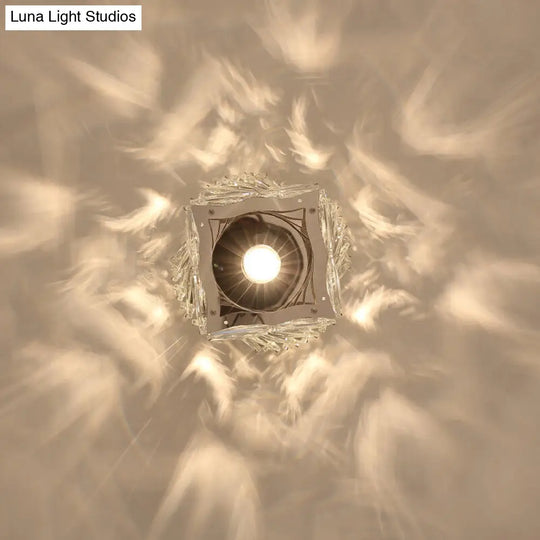 Crystal Spiral Square Ceiling Lamp - Modern 1-Light Semi Mount For Hallways