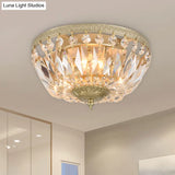 Crystal Strands Shade Flushmount Light With Metal Finish