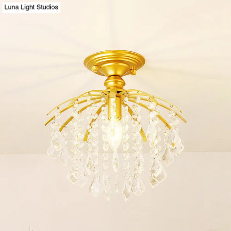 Crystal Tassel Semi Flush Mount Ceiling Light For Country - Style Interiors