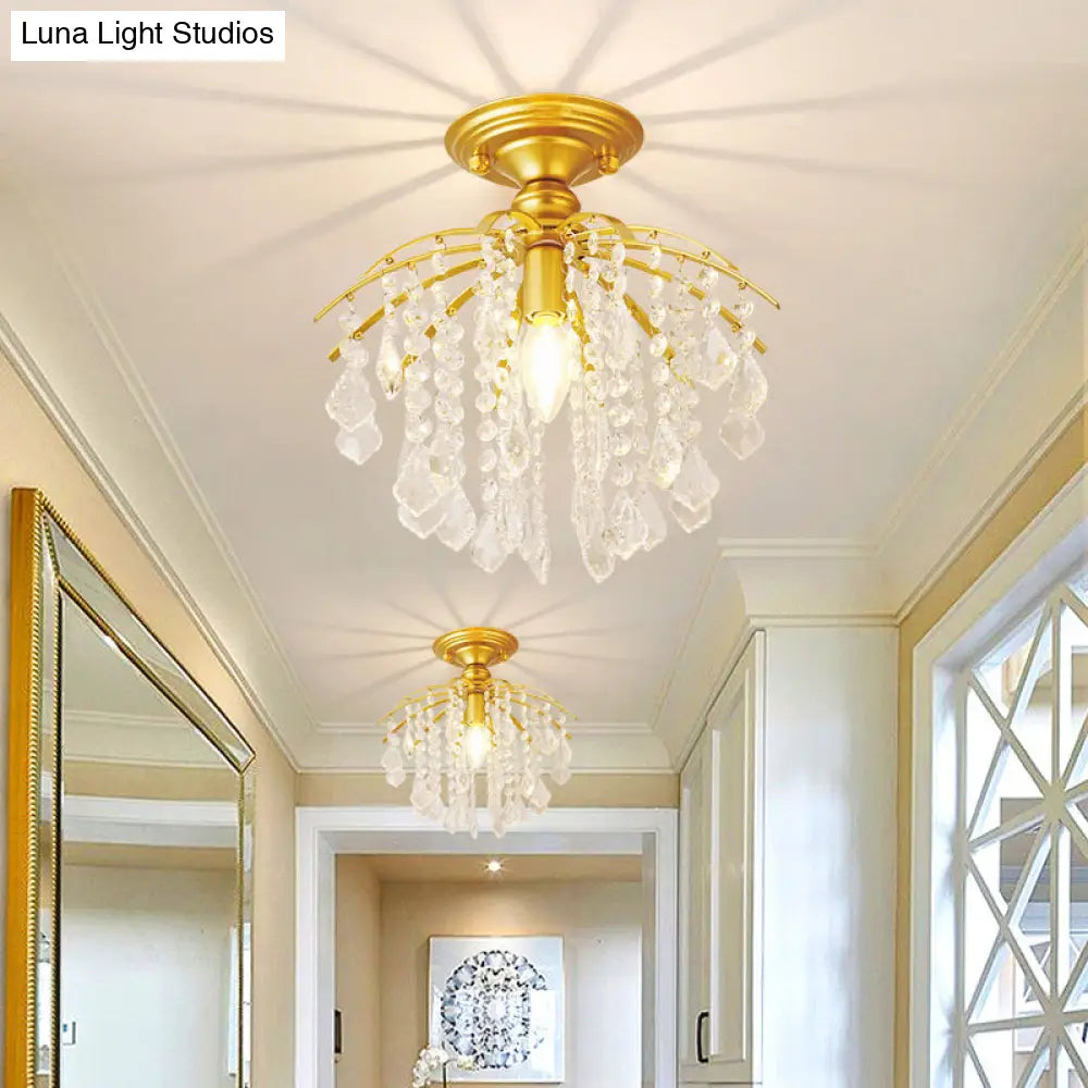 Crystal Tassel Semi Flush Mount Ceiling Light For Country - Style Interiors