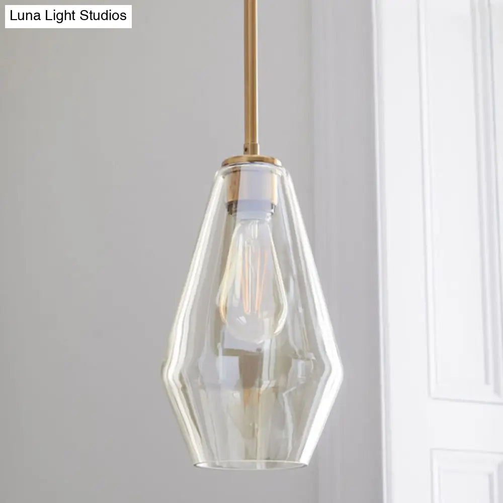 Cup-Shape Minimalist Pendant Lighting Fixture With Glass Shade Champagne / 7’