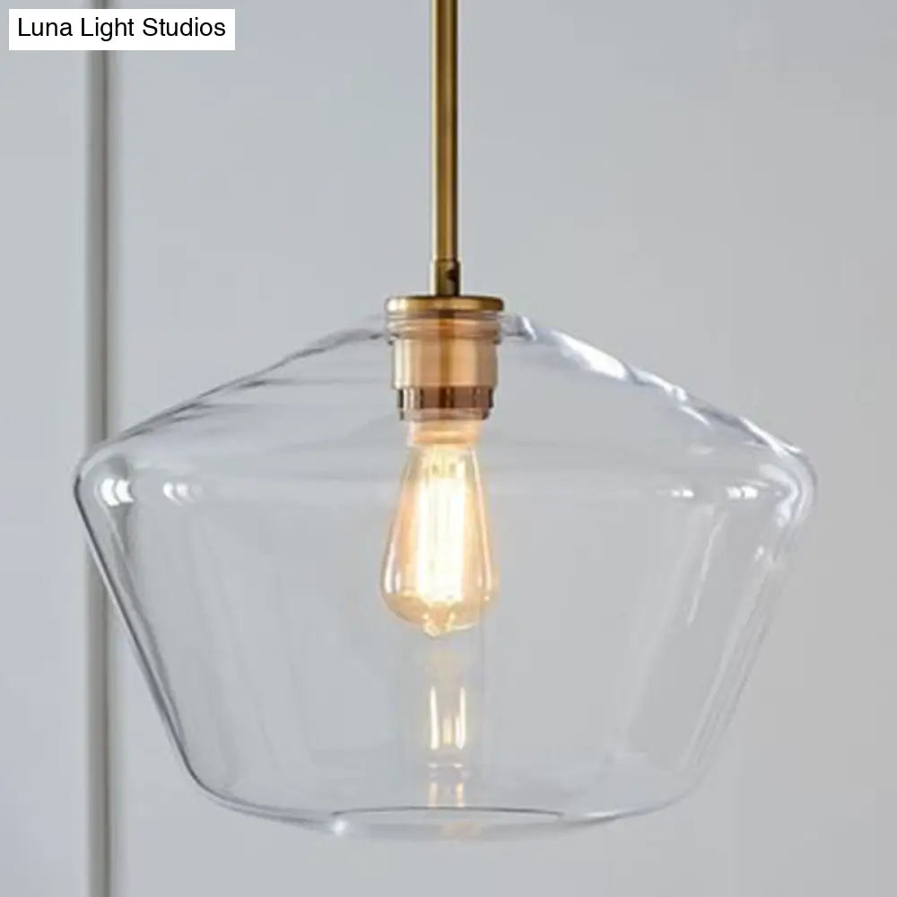 Cup-Shape Minimalist Pendant Lighting Fixture With Glass Shade Clear / 12’