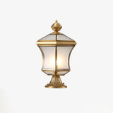 Curved Bronze Lantern Post Light With Minimalistic Design 3-Bulb Frosted Glass Ideal For Landscape
