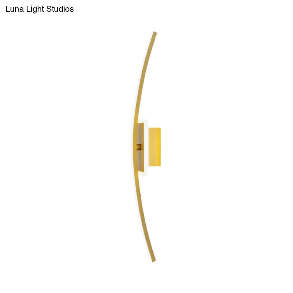 Curved Linear Aluminum Led Wall Sconce In Simplicity Gold/Coffee - Ideal Dining Room Lighting