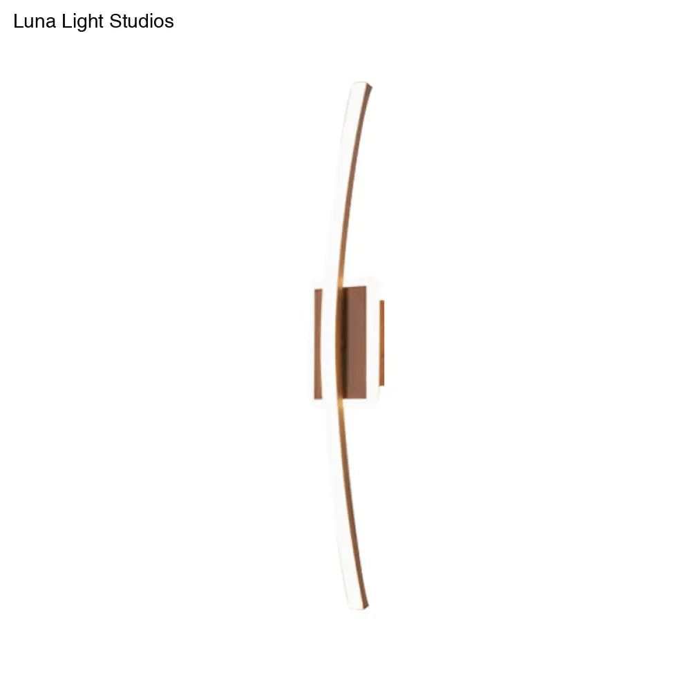 Curved Linear Aluminum Led Wall Sconce In Simplicity Gold/Coffee - Ideal Dining Room Lighting
