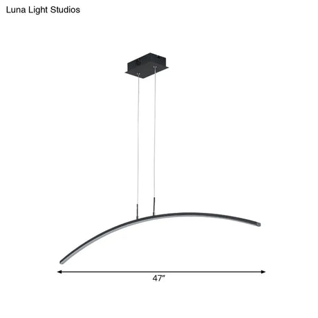 Curved Metallic Black/White Led Island Lamp For Warm/White Lighting