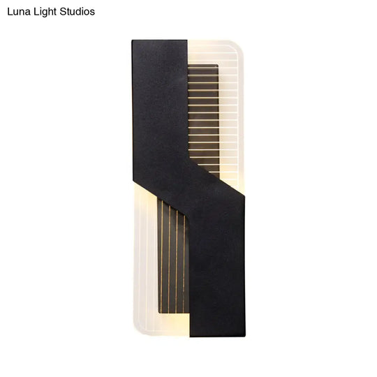 Curved Nordic Led Metal Sconce Lamp: Black/White Wall Mount For Bedside In Warm/White Light
