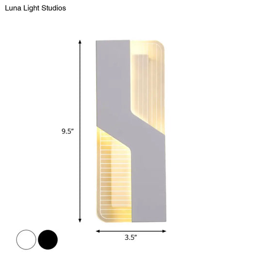 Curved Nordic Led Metal Sconce Lamp: Black/White Wall Mount For Bedside In Warm/White Light