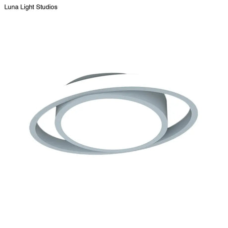 Customizable Flush Mount Metal Led Ceiling Fixture - Drum & Circle Design In Black/Gray/Gold (7 -